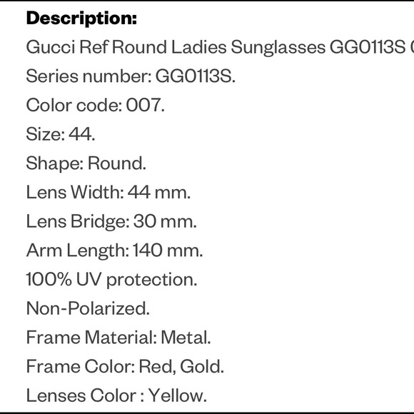 UNISEX GUCCI MAISON DEL’ AMOUR ROUND BLACK AND RED STRIPES SUNGLASSES - Picture 11 of 16